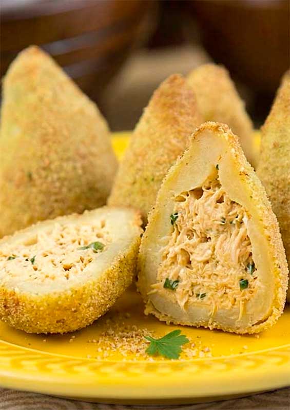Aprenda a Fazer: A Melhor Coxinha de Batata Doce com Frango 6 coxinha de batata doce